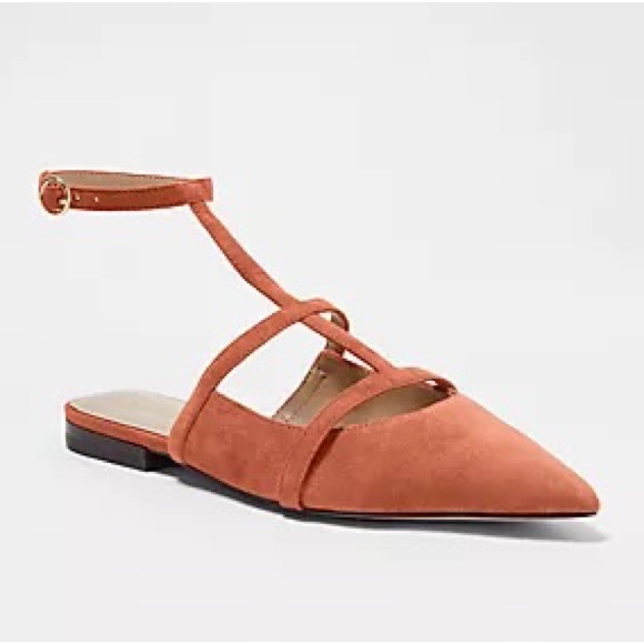 Anne Taylor - Suade Pointy Toe T-Strap Flats - Picture 1 of 2